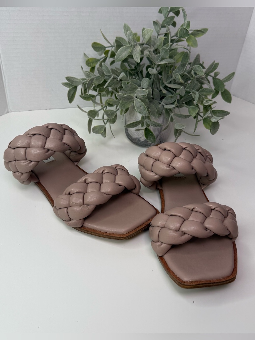 Steve Madden Taupe Spain Slide Braided Sandals Size 8.5 Neutral Minimalist